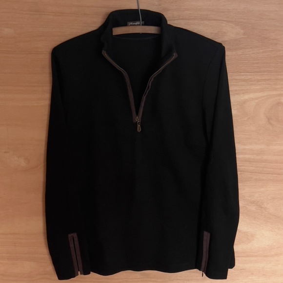 J. McLaughlin 1/4 zip sweater jacket sz M medium black brown stretch - Picture 2 of 7